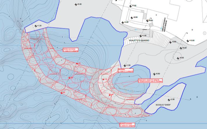 Oltre 50 metri di barriera sommersa per salvare le falesie di Bogliasco